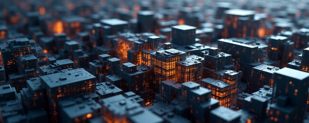 Abstrakte Visualisierung von komplexen architektonischen Gitternetzen, die durch Code generiert wurden
